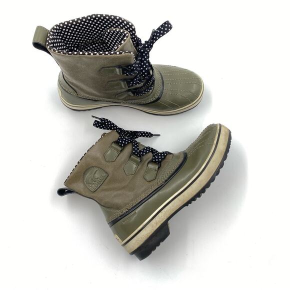 Sorel Tivoli Waterproof Rain and Snow Boots Green Size 7 polka dot lace up - Picture 2 of 8